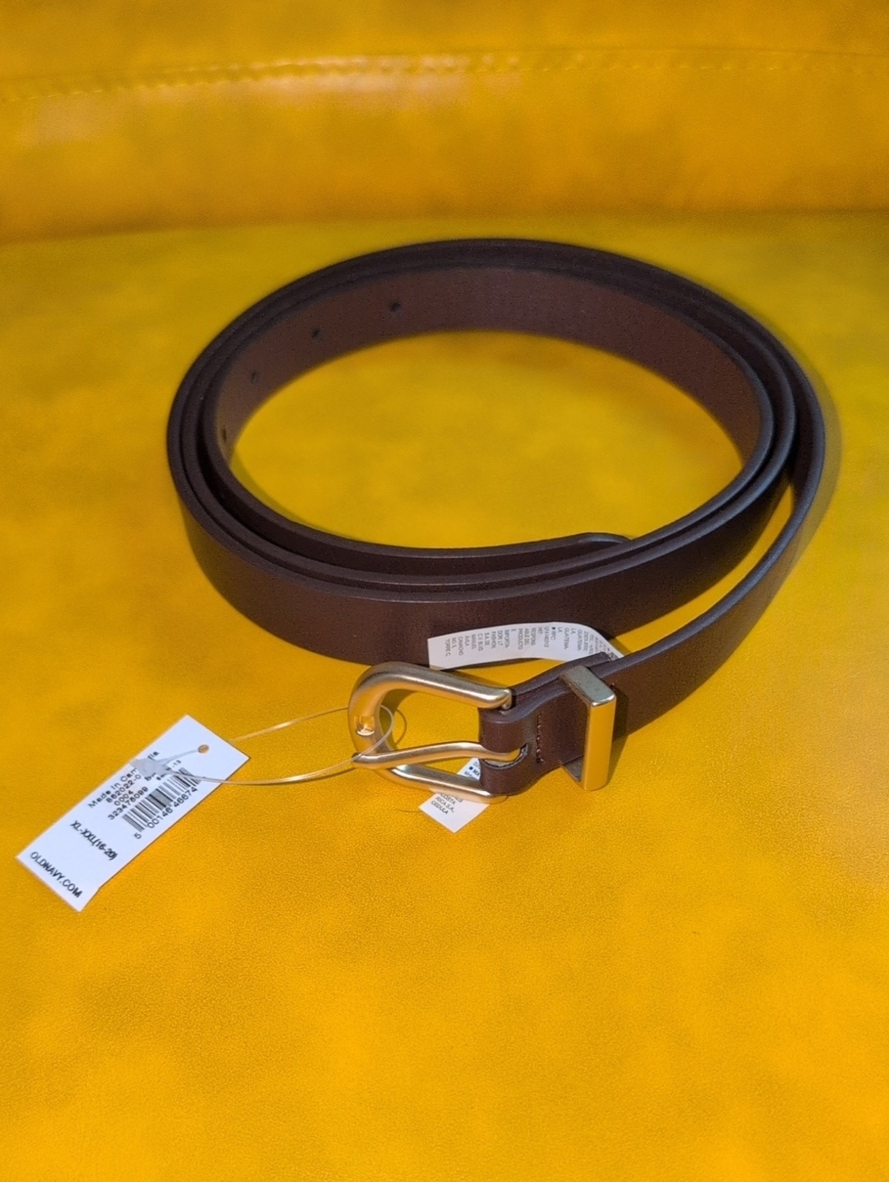 Women's Old Navy Brown Faux Leather Belt with Gold Buckle NWT